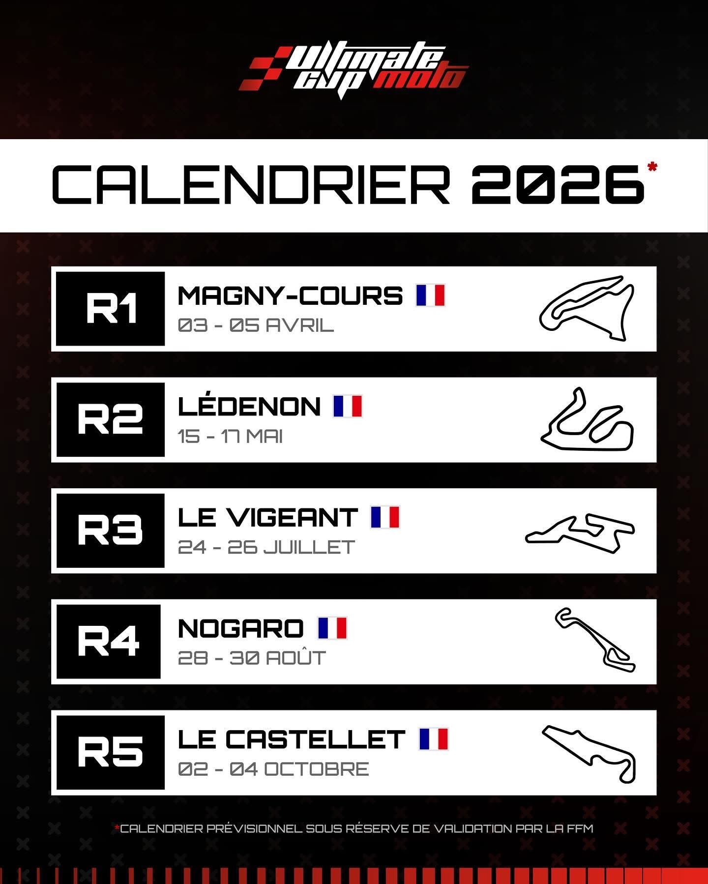 Le calendrier 2026 de l’Ultimate Cup Moto est dévoilé !